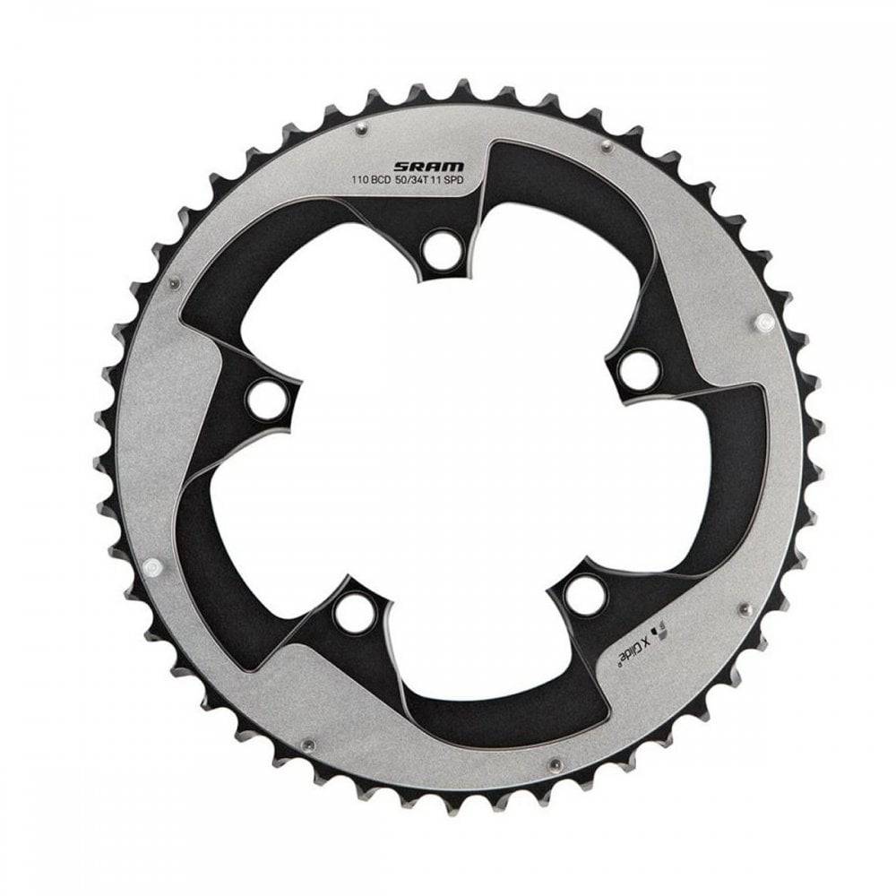 Sram Chain Ring Road Force22 X-Glide R 50T Yaw 11 Speed S3 Hiddenbolt/Non Hidden Bolt 110 Alum 5Mm Blast Black Bb30 Or Gxp (50-34) Chain Ring