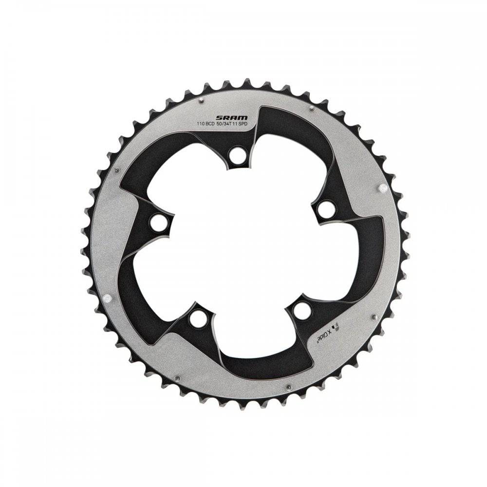 Sram Chain Ring Road X-Glide R 52T Yaw 11 Speed S2 Hidden Bolt/Non-Hidden Bolt 110 Alum 5Mm Silver Bb30 Or Gxp (52-36) Chain Ring