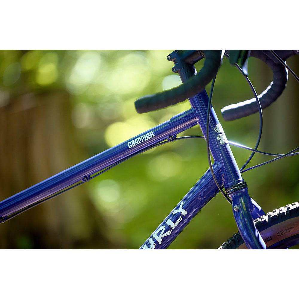 Surly Grappler drop bar mountain bike frame designed for off-road trails, featuring a sturdy steel construction and versatile geometry.