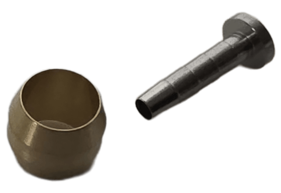 Shimano SMBH90 olive and insert for hydraulic disc brake hose, 2.1mm bore, close-up of components on white background.