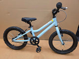 Blue Ridgeback Kids Melody 16-inch children's bicycle with training wheels, sturdy frame, and colorful design for young riders.