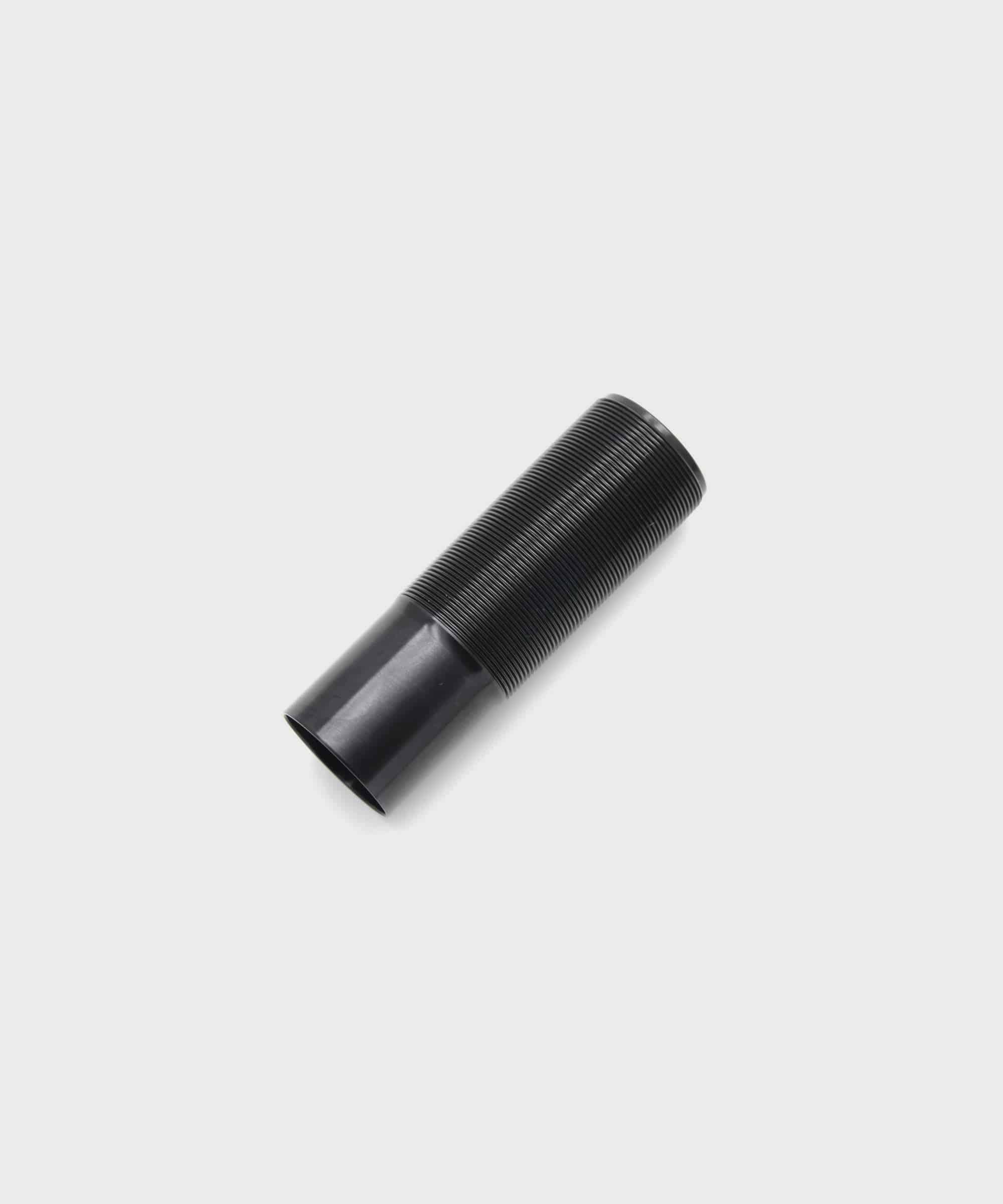 Black anodised Fox Shock DHX2 outer body rear shock component, showcasing sleek metal finish and precise machining details.
