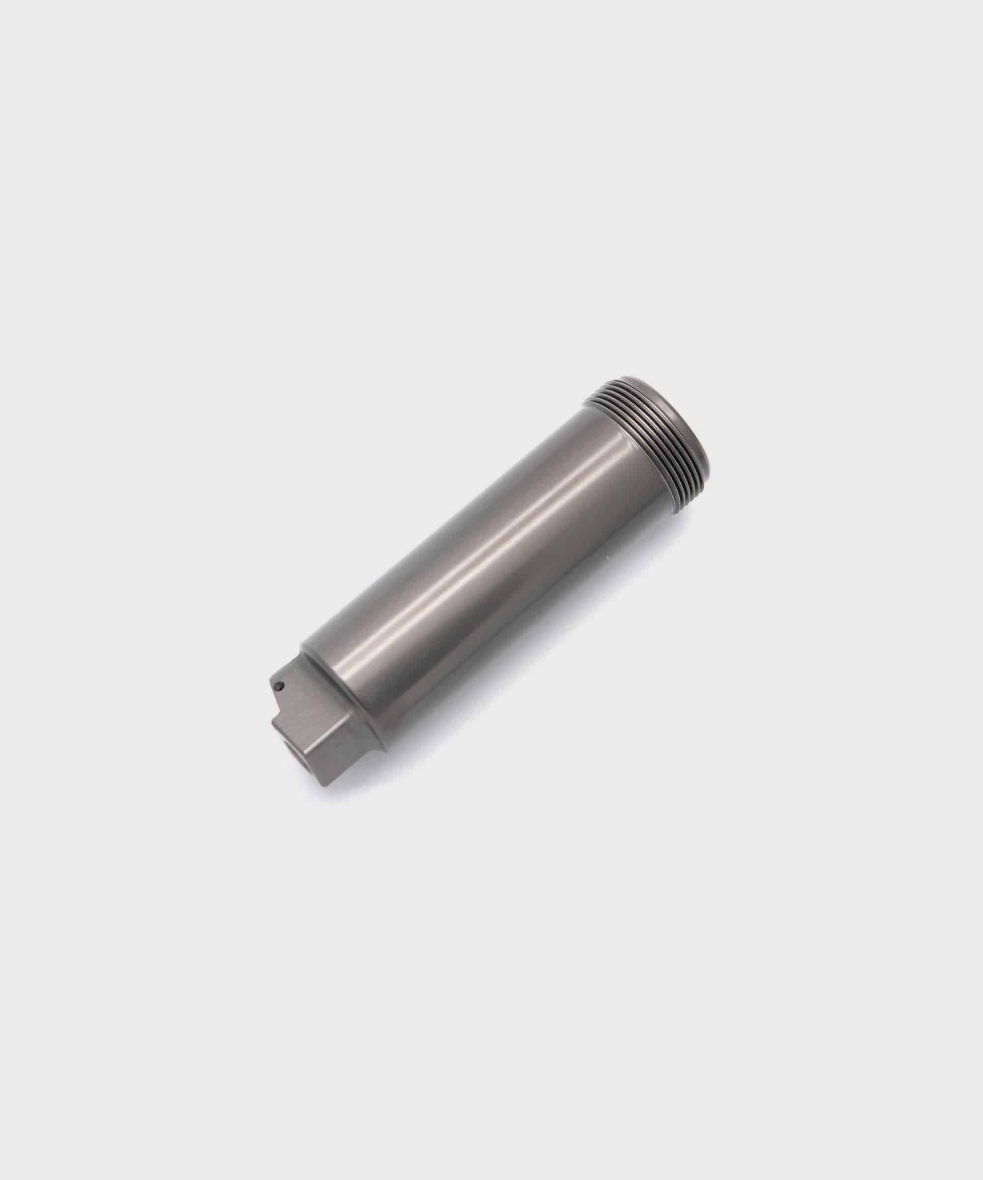 Black anodized Fox shock strut body with 0.940 bore and 1.060 OD for rear suspension, showing detailed component image.