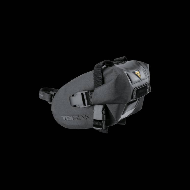 Topeak Drybag wedge straps for waterproof bike seat bag with QuickClick fixer and tail light strap, outdoor cycling accessories.
