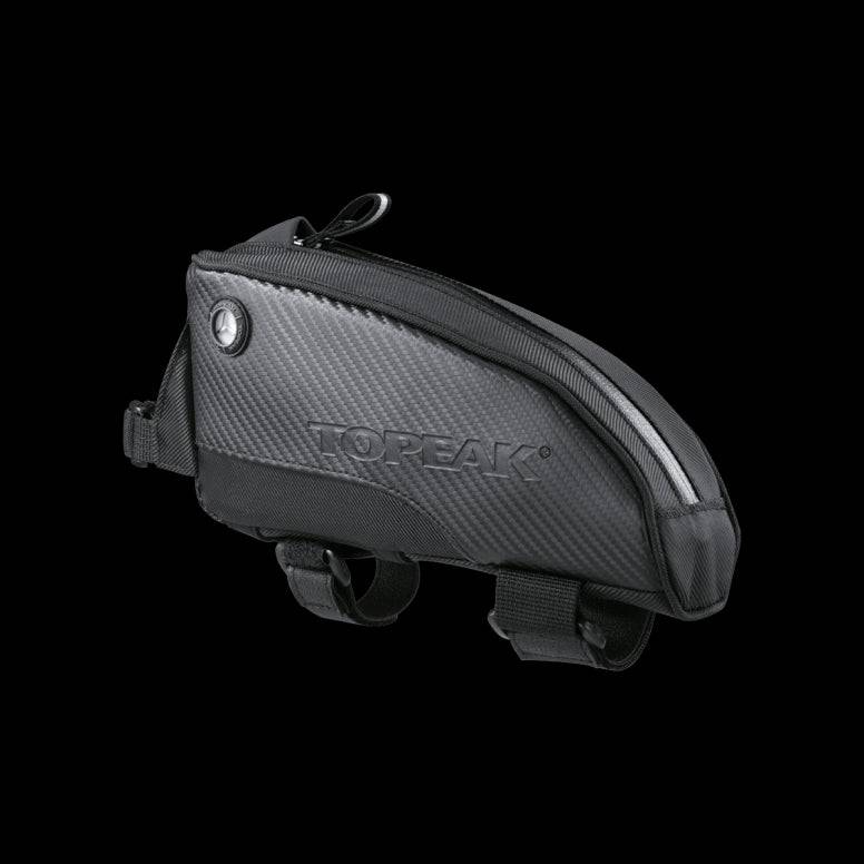 Topeak Fuel Tank top tube bag for cycling accessories with cable access, compact storage for bike essentials.