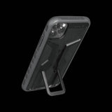 Topeak Ridecase for iPhone 11 Pro Max with QuickClick™ mount and wireless charging feature, shown on a smartphone.