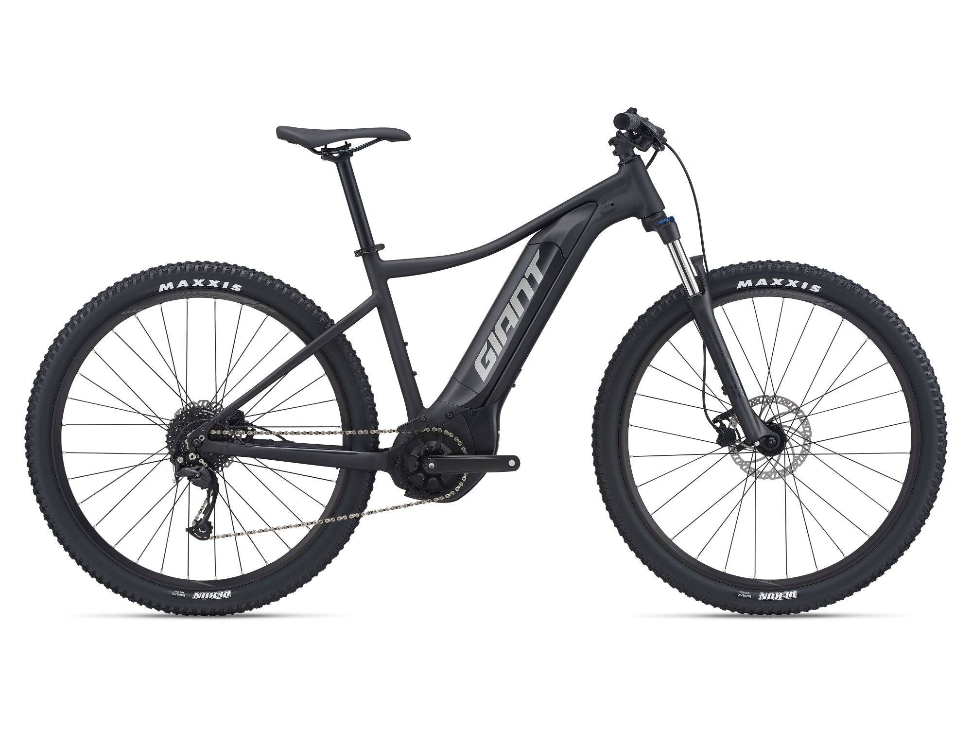 Giant Talon E+ 2 2026 electric mountain bike with lightweight frame and disc brakes, shown on outdoor trail.