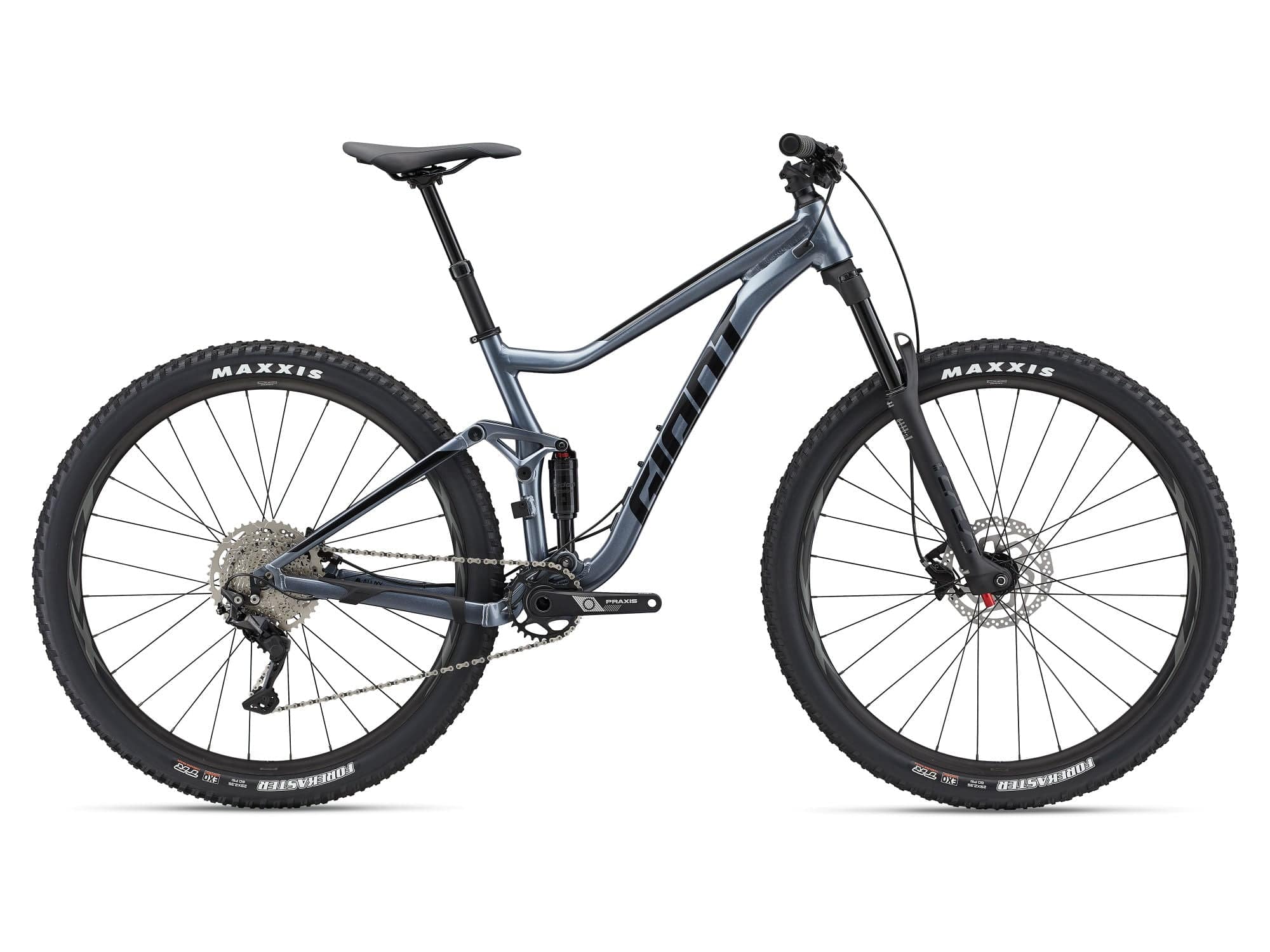 Giant Stance 29 2 2026 full suspension mountain bike with disc brakes, black frame and rugged tires for off-road riding.