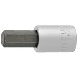 UNIOR 3/8" hexagonal screwdriver socket for workshop use, DIN 7422 metric tool, shown in image with metallic finish