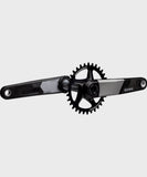Black Race Face Era 136mm mountain bike crank arms, durable and stiff MTB components for mountain biking performance.