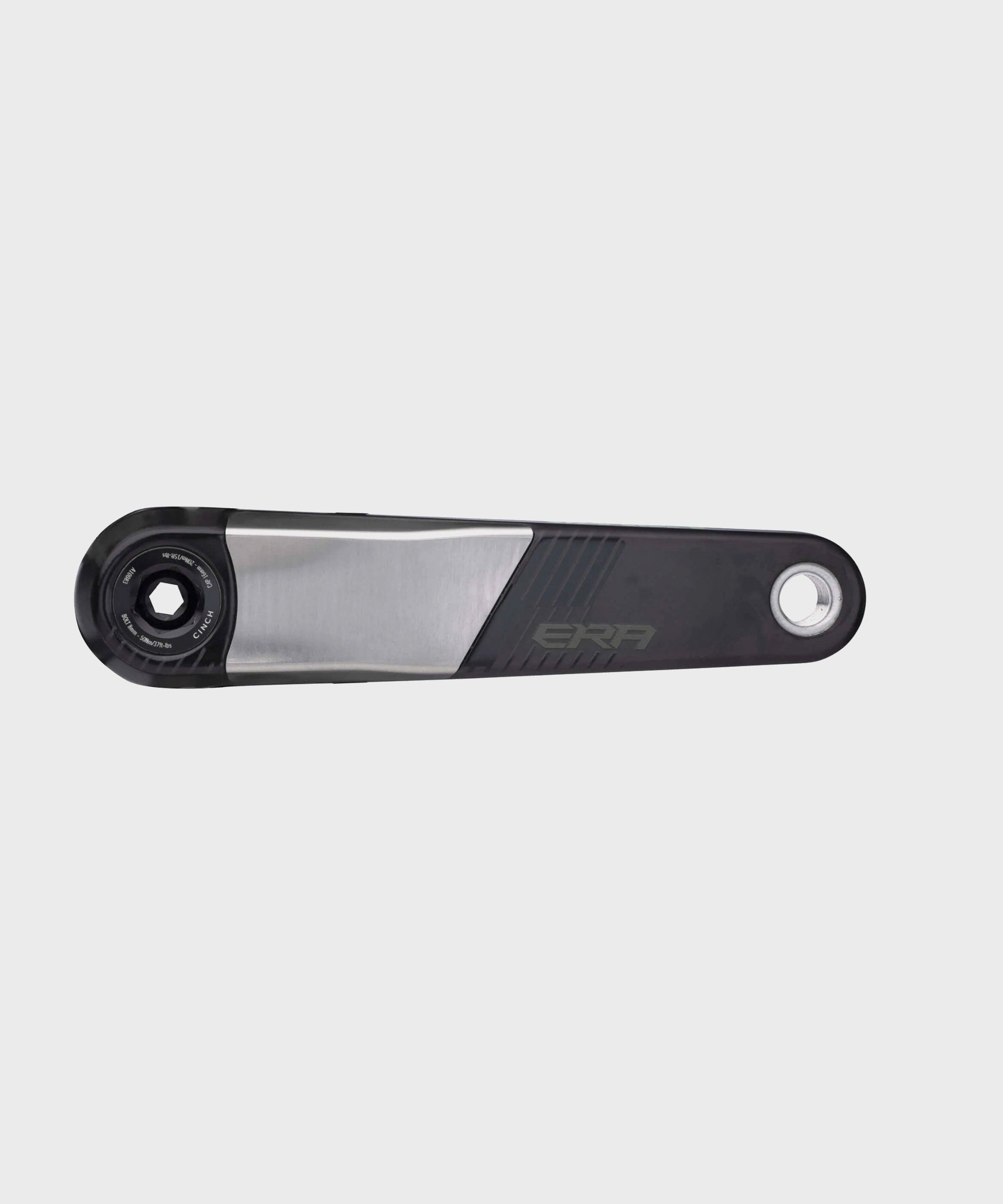 Race Face Era 136mm MTB crank arms, durable and stiff mountain bike components, shown in black with detailed chainring area.