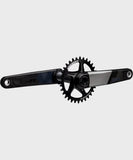Race Face Era 136mm mountain bike crank arms, durable and stiff MTB components, shown in black with chainring attachment points.