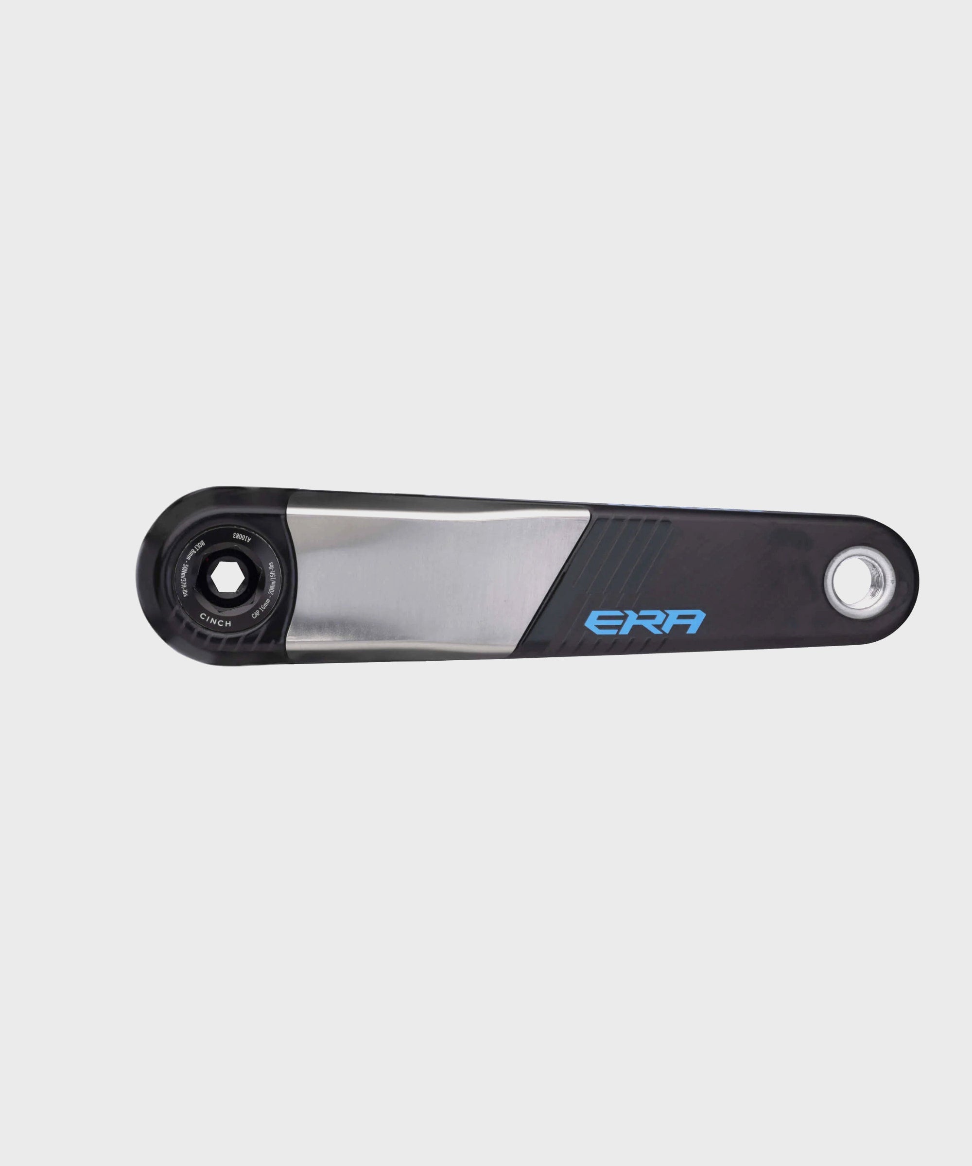 Race Face Era 136mm MTB crank arms, durable and stiff mountain bike components, shown in black with branding details.