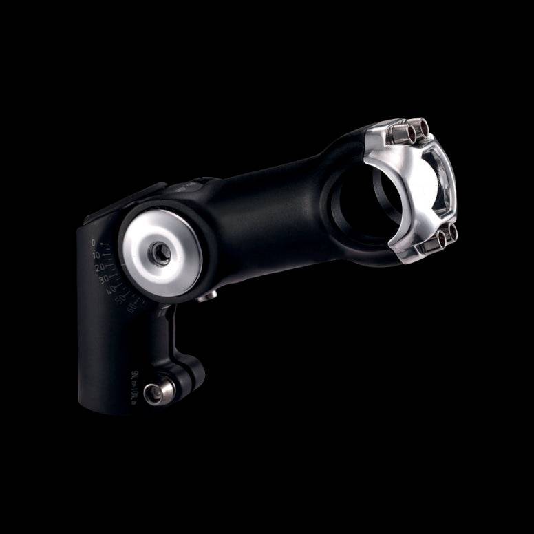 System Ex adjustable riser stem with 60mm rise, 31.8mm clamp, fits 1 1/8" steerer tube, bike component for handlebar height.