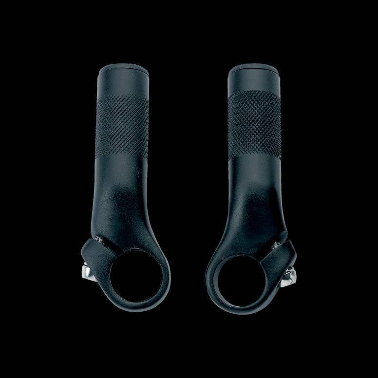 System Ex forged alloy bar ends with anti-slip grip for flat bar bikes, designed for enhanced control and durability.