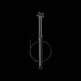 Crank Brothers Highline 7 dropper seatpost with hydraulic cartridge and quick-connect cable, mounted on a mountain bike frame.