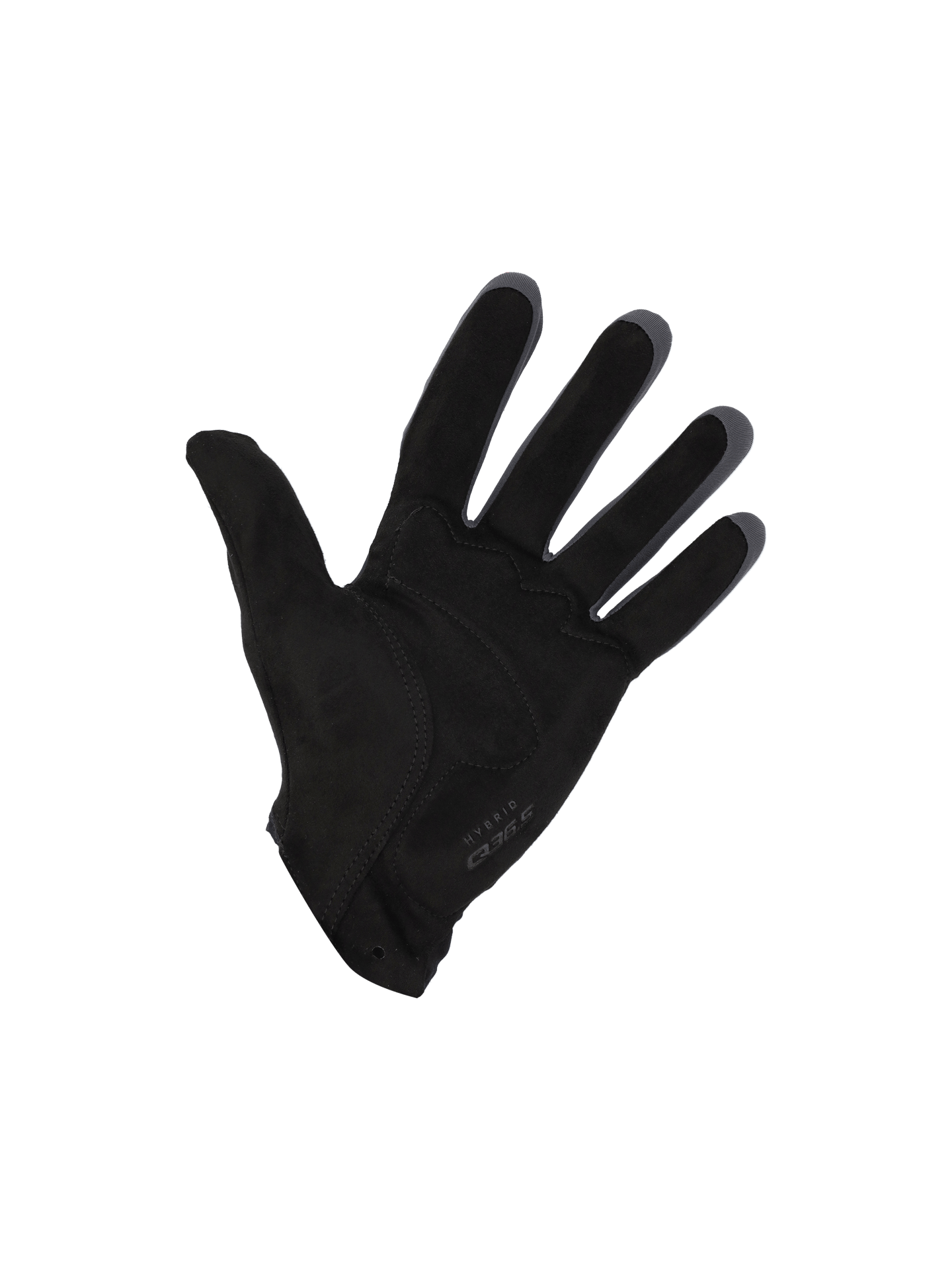 Black Q36.5 Hybrid Que X cycling gloves, breathable unisex outdoor gloves designed for cycling and outdoor activities.