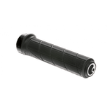 Ergon GD1 Evo Factory MTB grips with carbon-friendly CNC aluminum clamps, ergonomic design for mountain biking comfort.