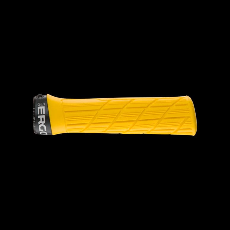 Ergon GE1 Evo bike grips with ergonomic fit and durable rubber compound, designed for comfortable cycling components.