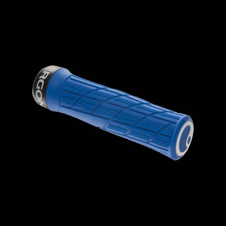 Ergon GE1 Evo bike grips with ergonomic design and durable rubber compound, shown on a bicycle handlebar.