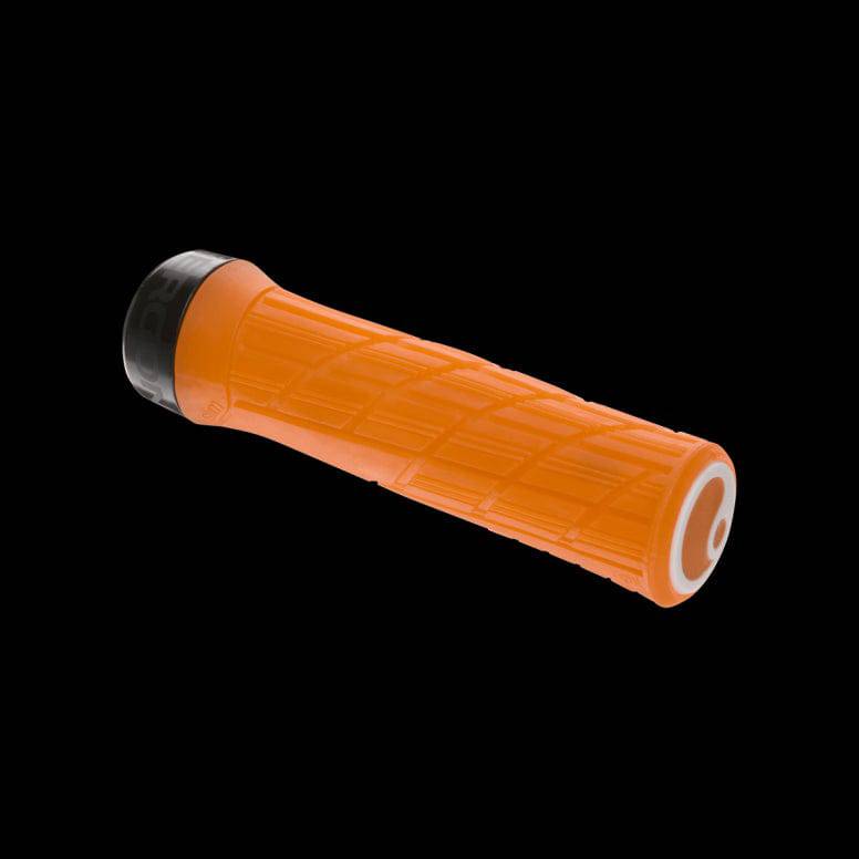 Ergon GE1 Evo Factory ergonomic bike grips with CNC clamps, designed for wide riser handlebars, close-up view of grips and clamps