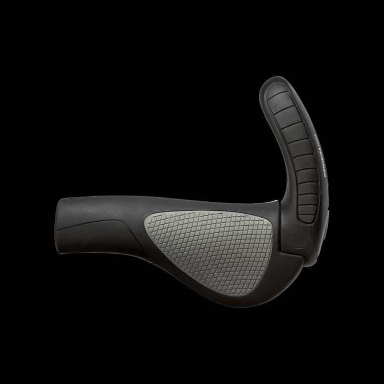 Ergon GP3 bike handlebar grips with adjustable 3-finger bar ends for improved control and comfort during cycling.