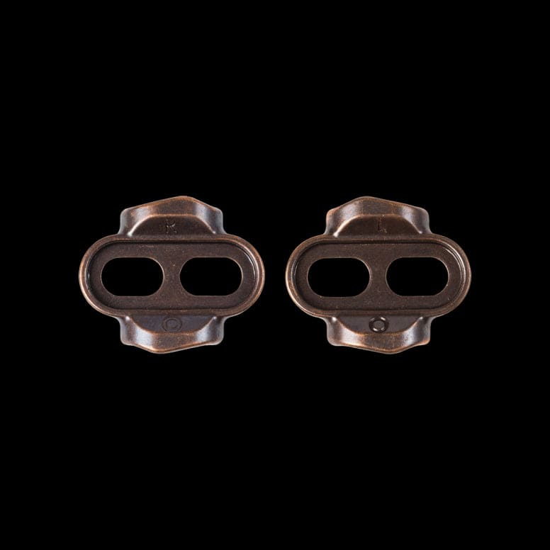 Crank Brothers Easy Release 2-Bolt Pedal Cleats with adjustable fit and shims for bike cycling shoes.