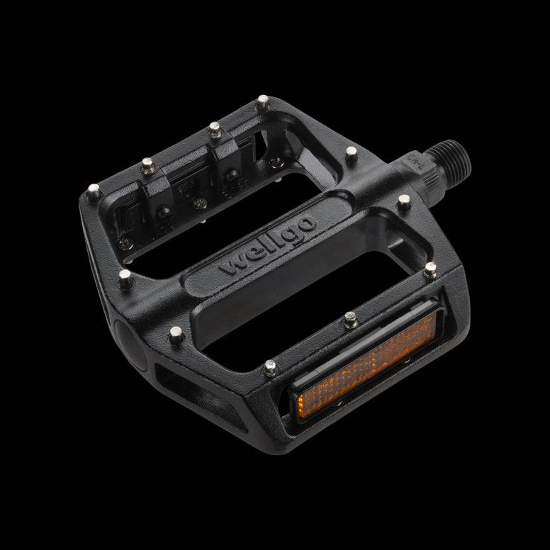 System Ex MP650 alloy flat MTB and BMX pedals with removable pins, designed for durability and grip in cycling components.