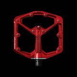Crank Brothers Stamp 7 flat mountain bike pedal with adjustable pins, durable metal construction, and a wide platform for stability.