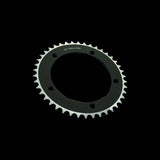 System EX chainring for 130 PCD cranksets, compatible with 1/2 x 1/8 chains, bike component, silver finish, durable metal construction