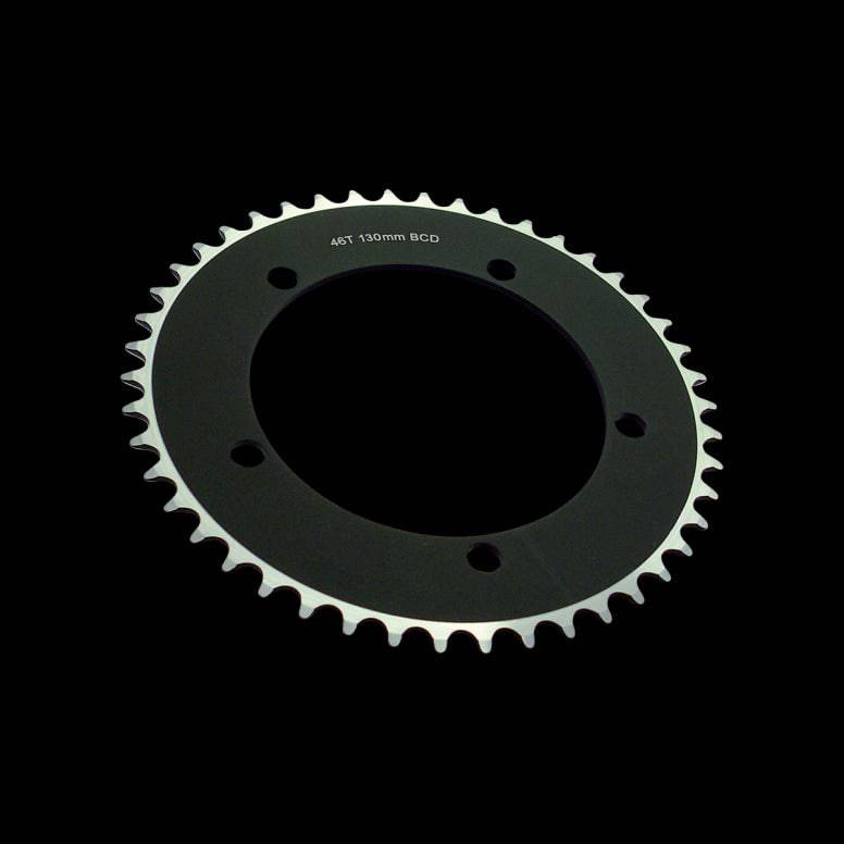 System EX chain ring for 130 PCD cranksets, compatible with 1/2 x 1/8 chains, durable bicycle component, close-up view