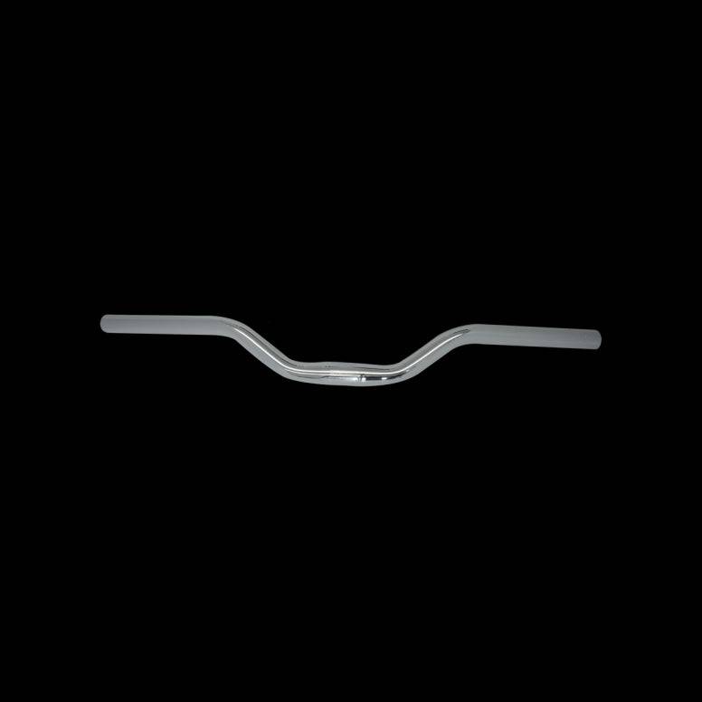 System Ex Riser Bar MTB handlebar with 590mm width, 50mm rise, and 25.4mm clamp diameter, shown from side view.