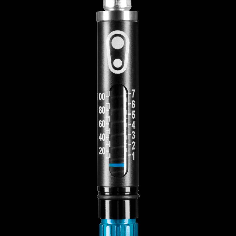 Crankbrothers Klic HV bike pump with gauge and CO2 inflator, silver aluminum bike accessory for tire inflation.