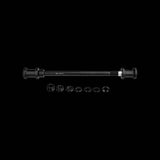 Topeak Journey TX Axle Kit M12 x 1.75mm black for through axle bikes and trailers, shown in a close-up image.