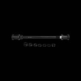 Topeak Journey TX M12 x 1.5mm axle kit for through axle bikes, black accessory for bike maintenance and wheel installation.