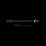 Topeak Journey TX M12 x 1.0mm black axle kit for bike trailers and child transport accessories, showing the axle components.