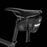 Topeak Aero Wedge Strap Mount bike seat pack with pump holder and reflective strips, bike accessories for secure storage