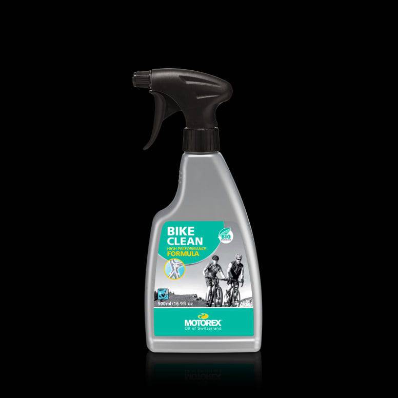 Motorex Workshop Bike Cleaner, biodegradable and solvent-free bike cleaning solution, shown in a workshop setting.