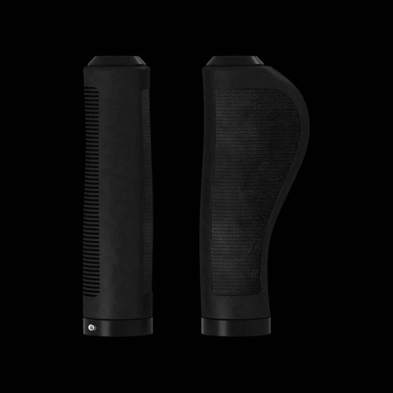 Brooks Cambium ergonomic bike grips in black, 130mm, designed for comfort and control on bicycle handlebars.