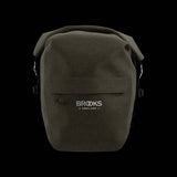 Brooks Scape waterproof pannier with Klick Fix attachment for bike racks, designed for durable bike storage and commuting.