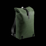 Brooks Pickwick roll-top backpack with laptop sleeve, urban cycling and commuting accessories, durable fabric and adjustable straps.
