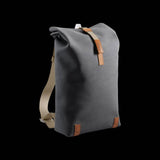 Brooks Pickwick roll-top backpack with laptop sleeve, designed for urban cycling and commuting, featuring durable fabric and adjustable straps.