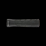 Ergon GA2 mountain bike grips with ergonomic design and carbon-friendly clamps, close-up of textured rubber grip surface.