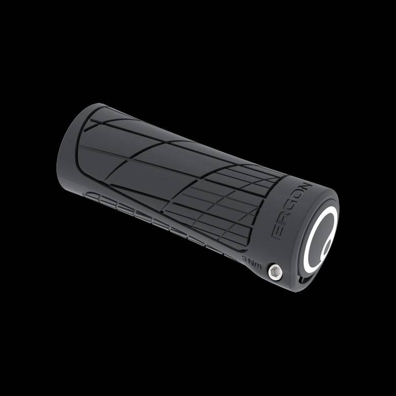 Ergon GA2 mountain bike grips with ergonomic design and carbon-friendly clamps, providing comfortable hand support for cycling.