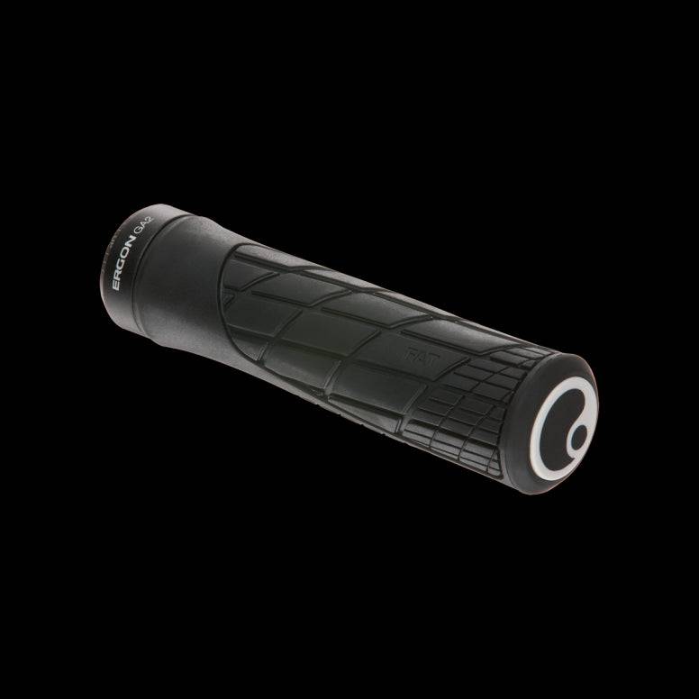 Ergon GA2 Fat Black bike grips with ergonomic design for comfort and control on road and mountain bikes.