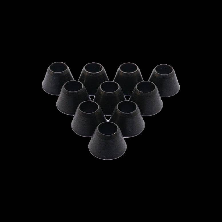 Set of 10 black Orange Seal round grommets for Versa Valve tubeless kits, durable rubber components for sealing and installation.