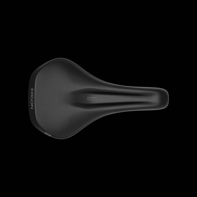 Ergon SMC Core women's mountain bike saddle with comfort technology, showing ergonomic design and padding for enhanced riding comfort.