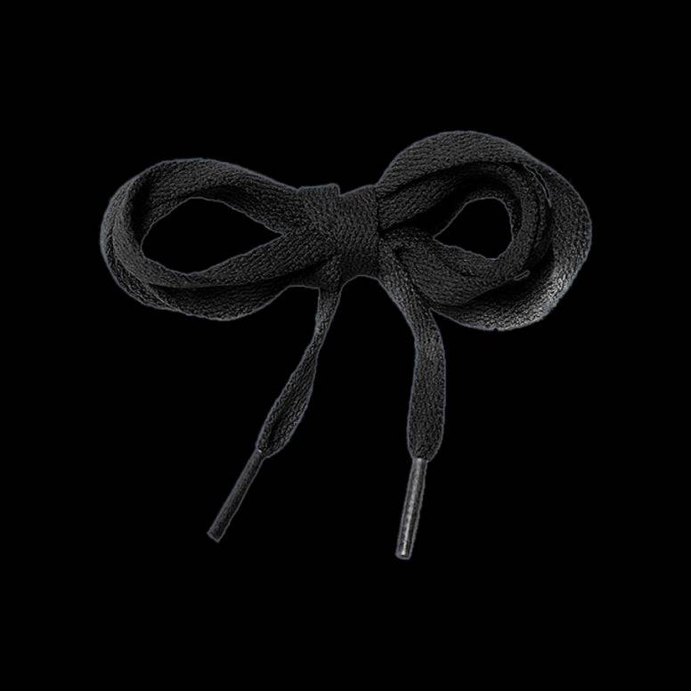Crank Brothers Rounded MTB shoe laces for Mallet, Mallet E, and Stamp mountain bike shoes, shown in black with textured fabric.