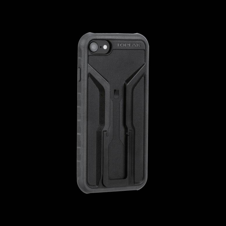 Topeak RideCase for iPhone SE/8/7 in black, shockproof bike mount case with QuickClick™ for secure attachment and protection.