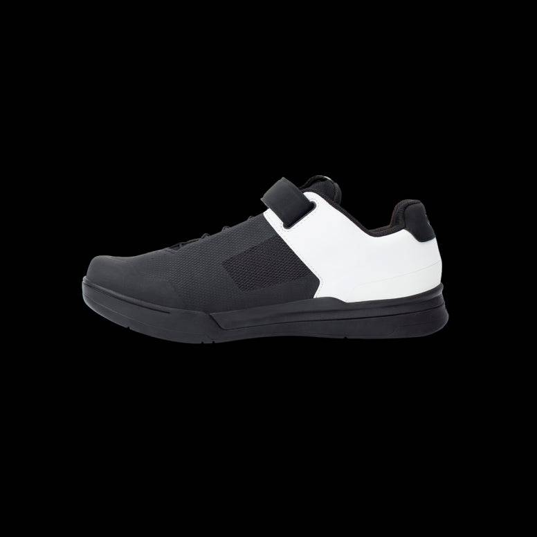 Crank Brothers Mallet Speedlace MTB shoes with Match Box Outsole for trail riding, featuring black and gray design and lace-up closure.